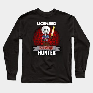 Licensed Zombie Hunter Skeleton Halloween Long Sleeve T-Shirt